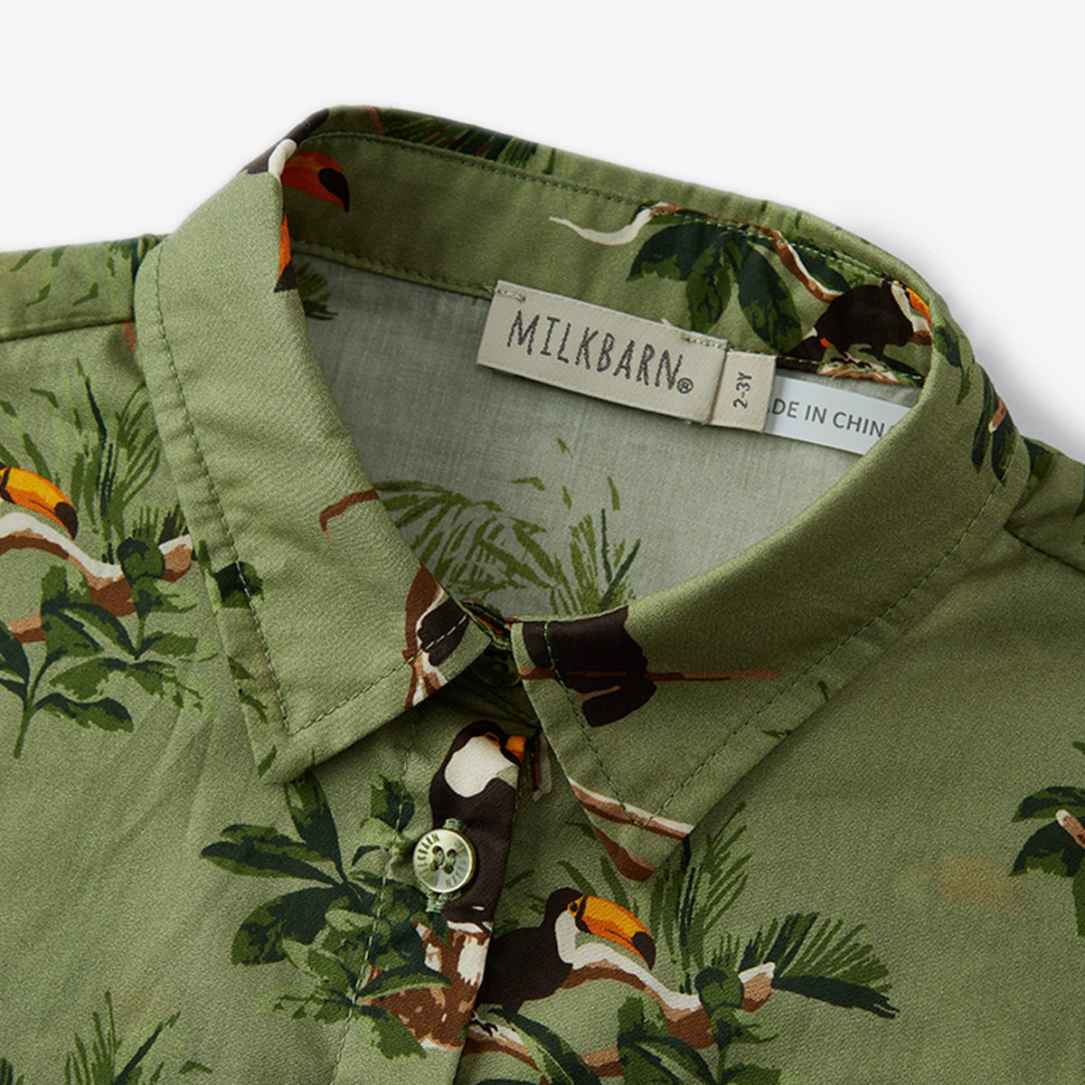 Toucan Collar Button-Up Shirt & Shorts Set