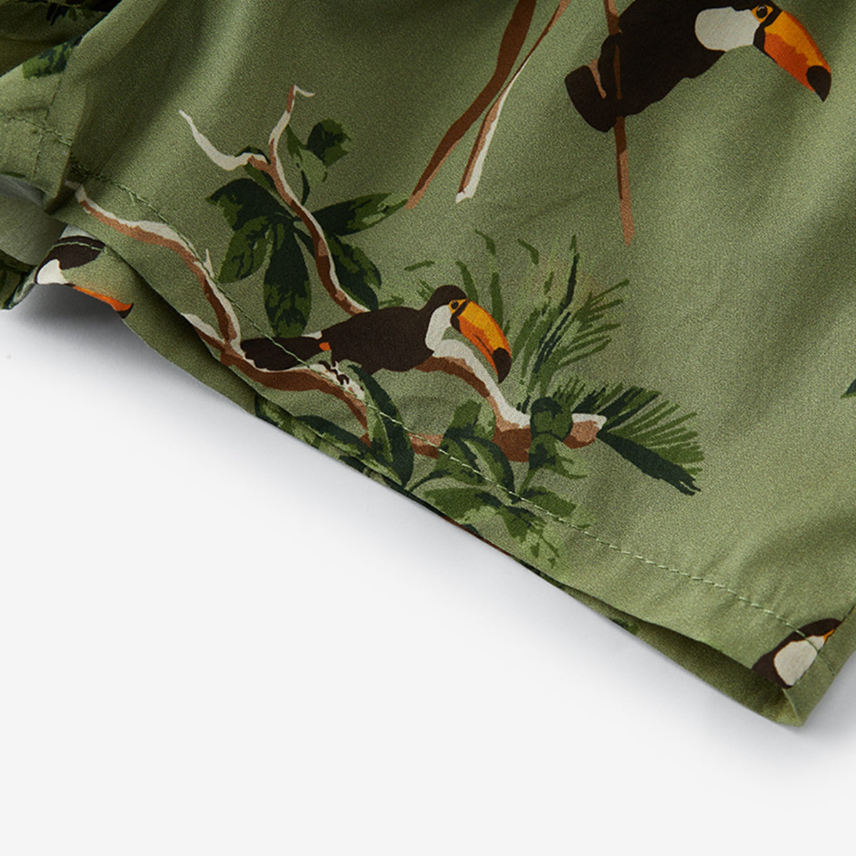 Toucan Collar Button-Up Shirt & Shorts Set