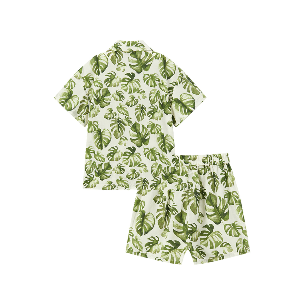 Island Leaf Collar Button-Up Shirt & Shorts Set