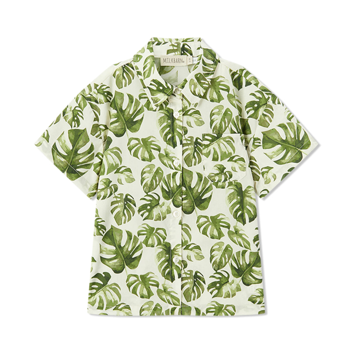 Island Leaf Collar Button-Up Shirt & Shorts Set