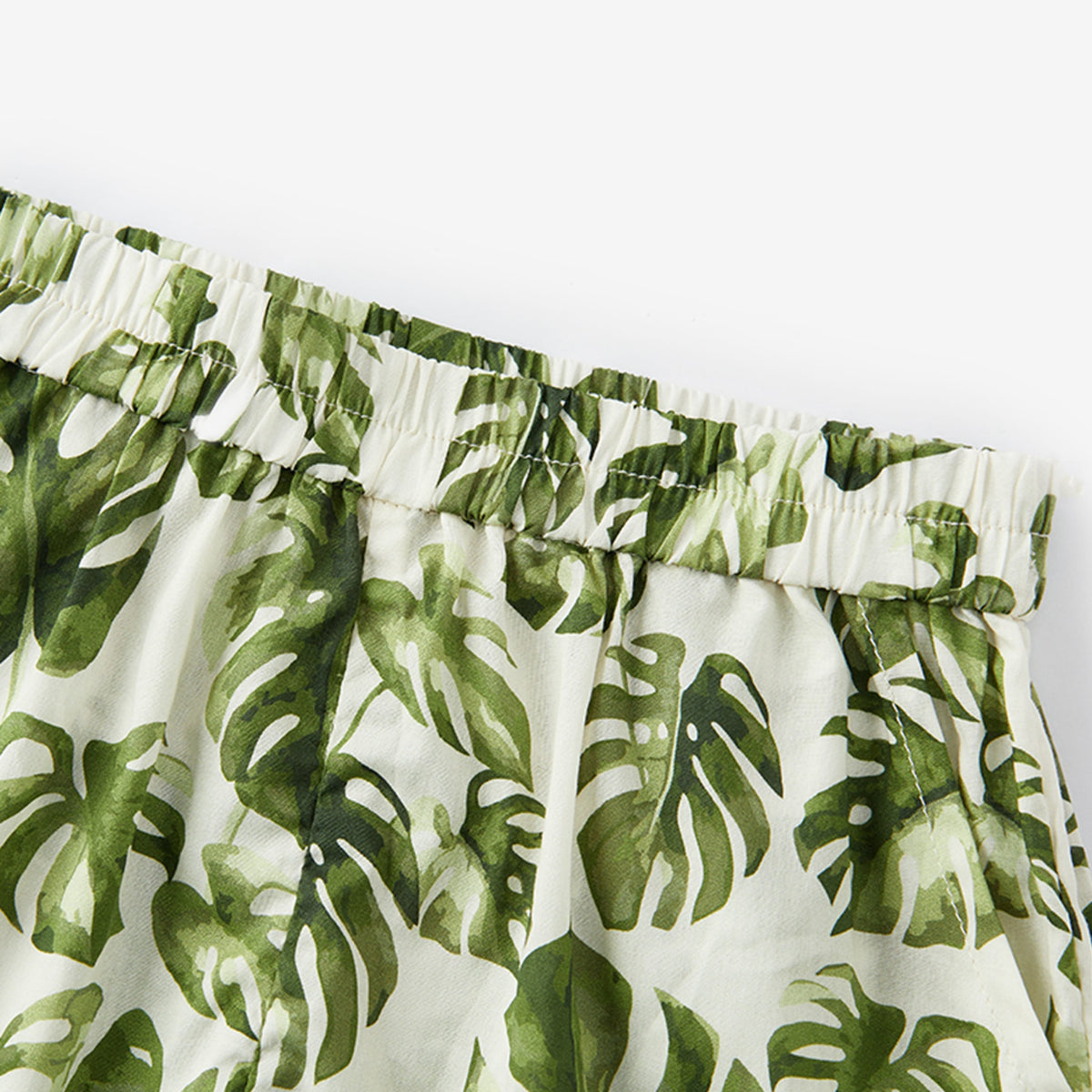 Island Leaf Collar Button-Up Shirt & Shorts Set