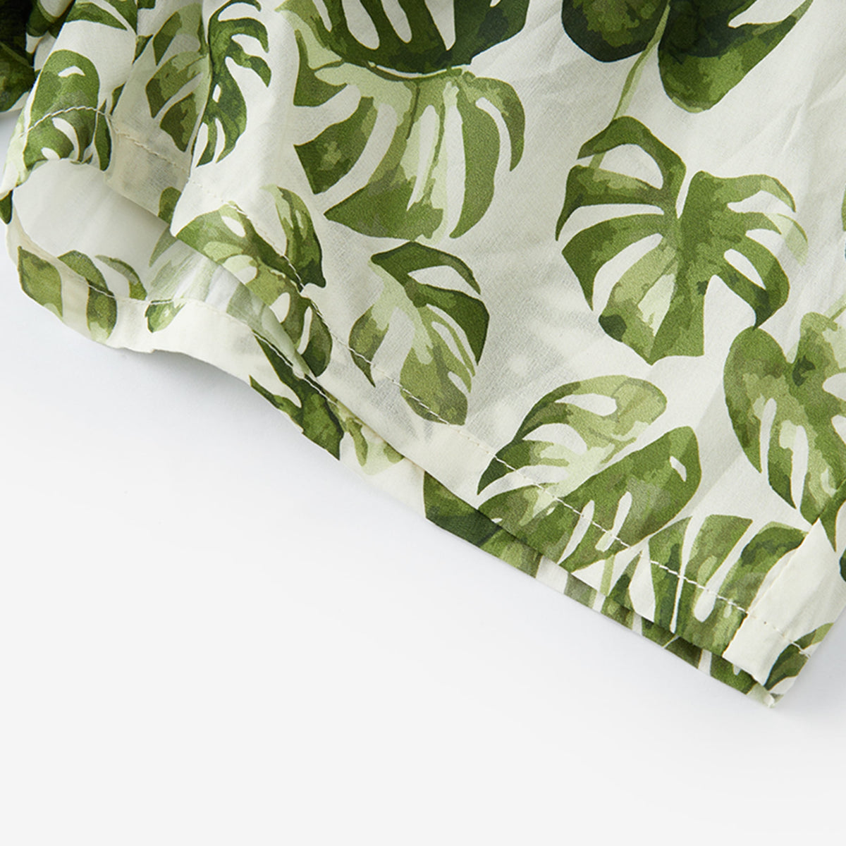 Island Leaf Collar Button-Up Shirt & Shorts Set