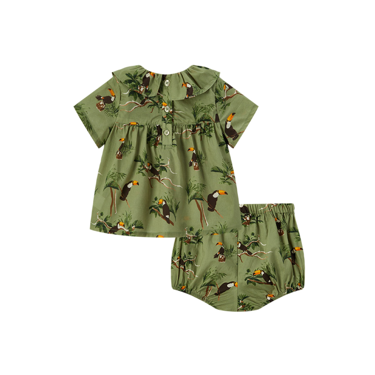 Toucan Butterfly Ruffle Dress & Bloomers Set