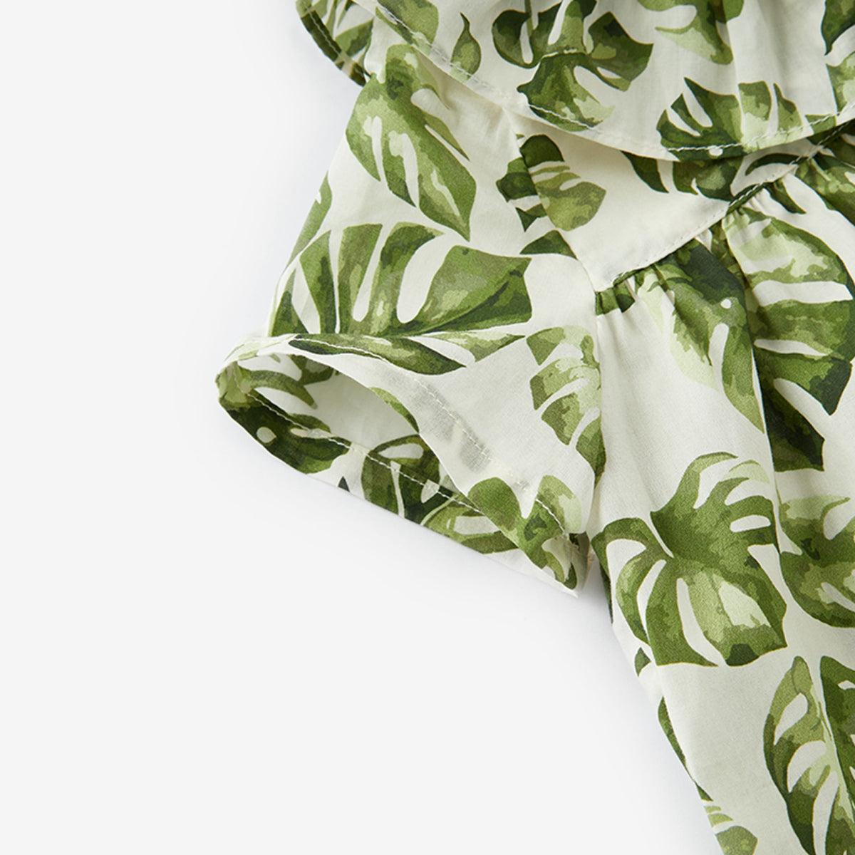 Island Leaf Butterfly Ruffle Dress & Bloomers Set