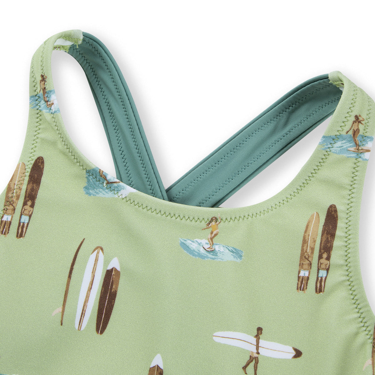 Summer Surf Ruffle Waist Suspender Swimsuit