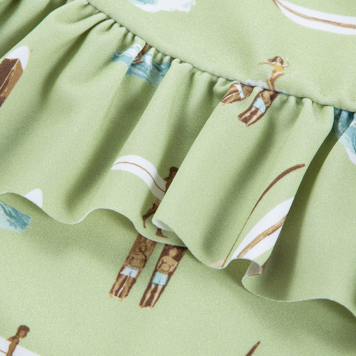 Summer Surf Ruffle Waist Suspender Swimsuit