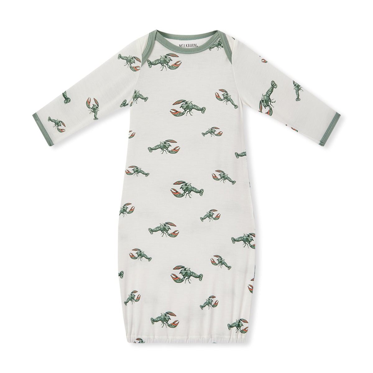Mint Lobster Luxe Stretch Newborn Gown & Hat Set