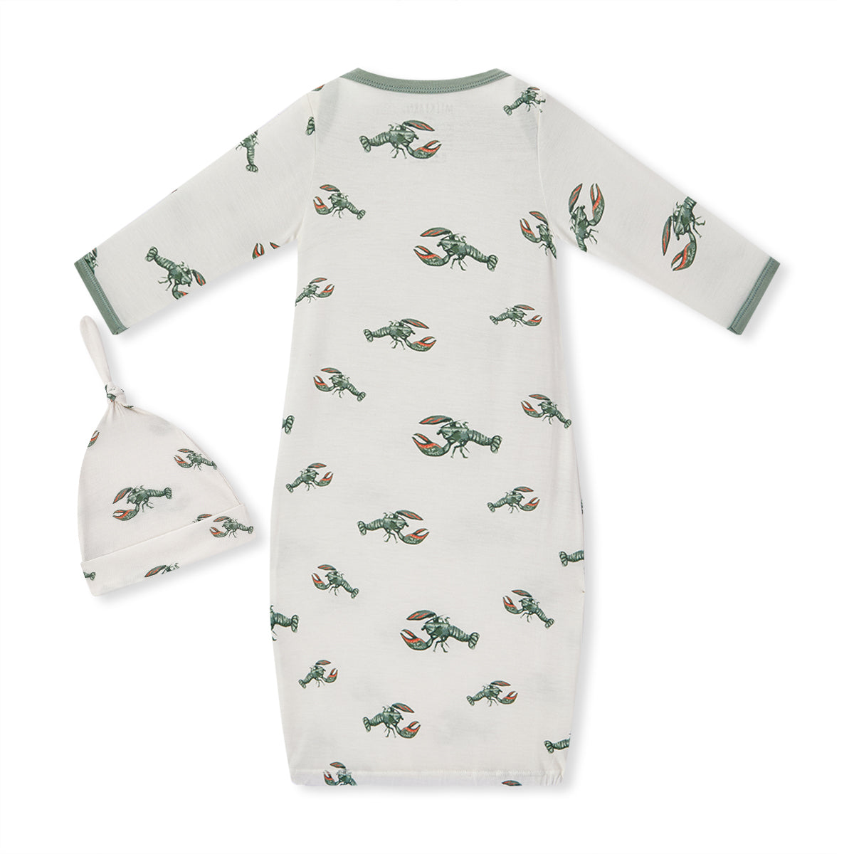 Mint Lobster Luxe Stretch Newborn Gown & Hat Set