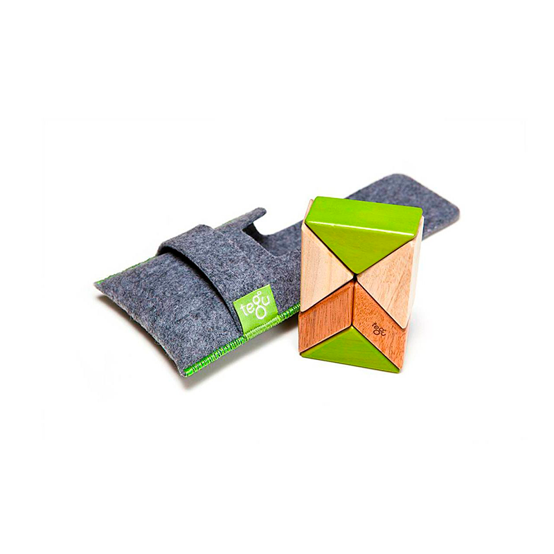 Pocket Pouch Prism Magnetic Wooden Blocks, 6 pieces