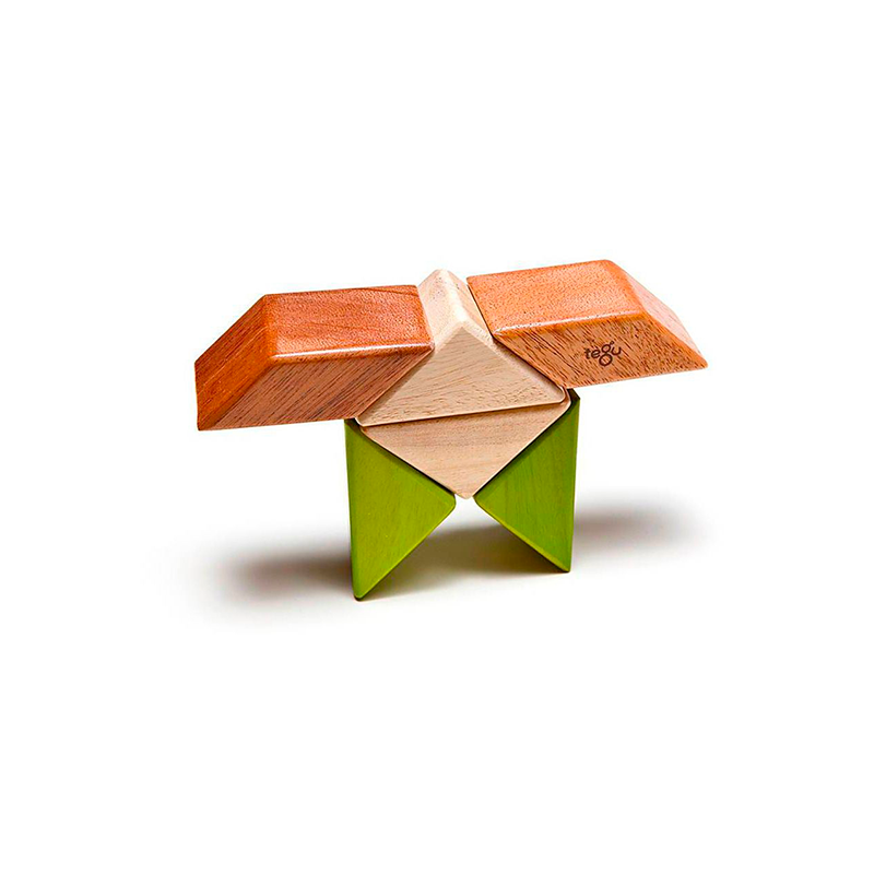 Pocket Pouch Prism Magnetic Wooden Blocks, 6 pieces