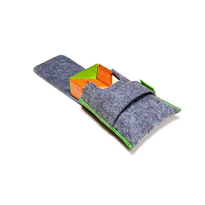 Pocket Pouch Prism Magnetic Wooden Blocks, 6 pieces