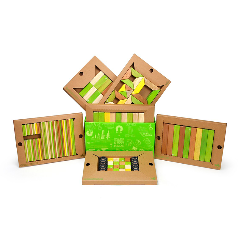 130-Piece Classroom Kit Magnetic Wooden Blocks Bulk Pack