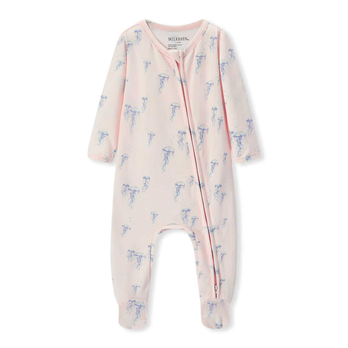 Sunset Jellyfish Cotton Stretch Zipper Footed Romper