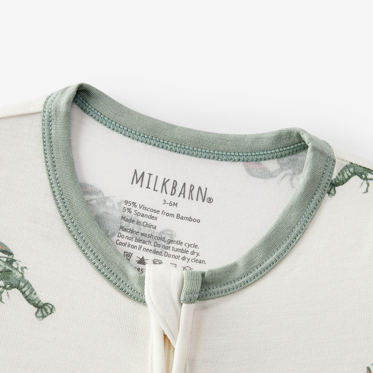 Mint Lobster Luxe Stretch Zipper Footed Romper