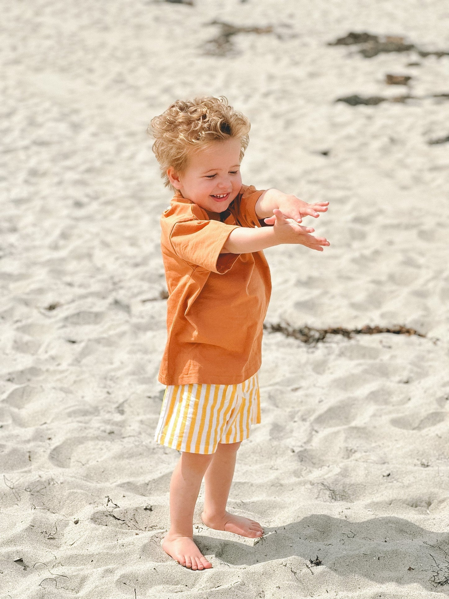 Linen Striped Shorts | Yellow Stripes