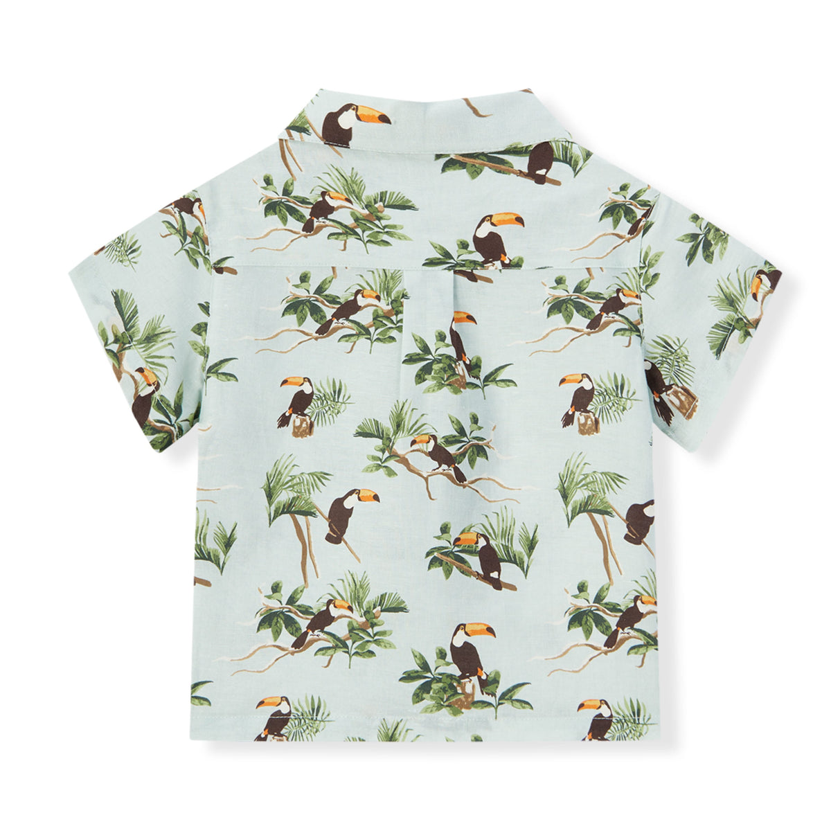 Blue Sky Toucan Linen Button-Up Shirt & Shorts Set
