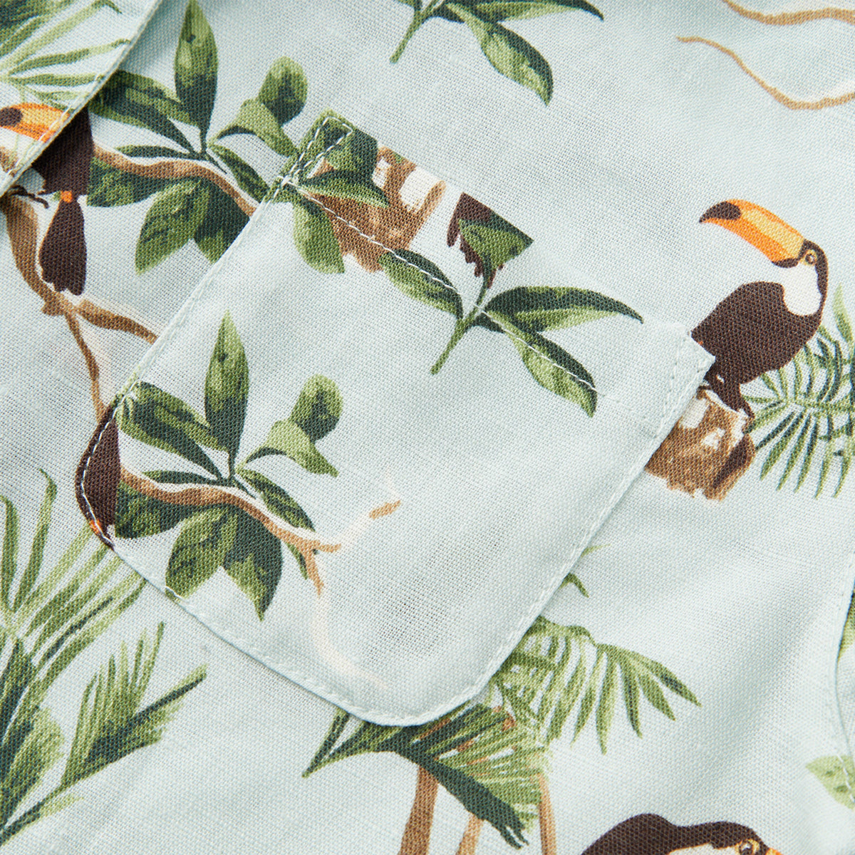 Blue Sky Toucan Linen Button-Up Shirt & Shorts Set