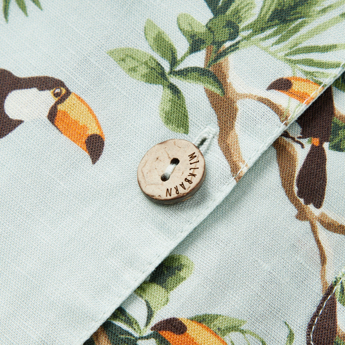 Blue Sky Toucan Linen Button-Up Shirt & Shorts Set