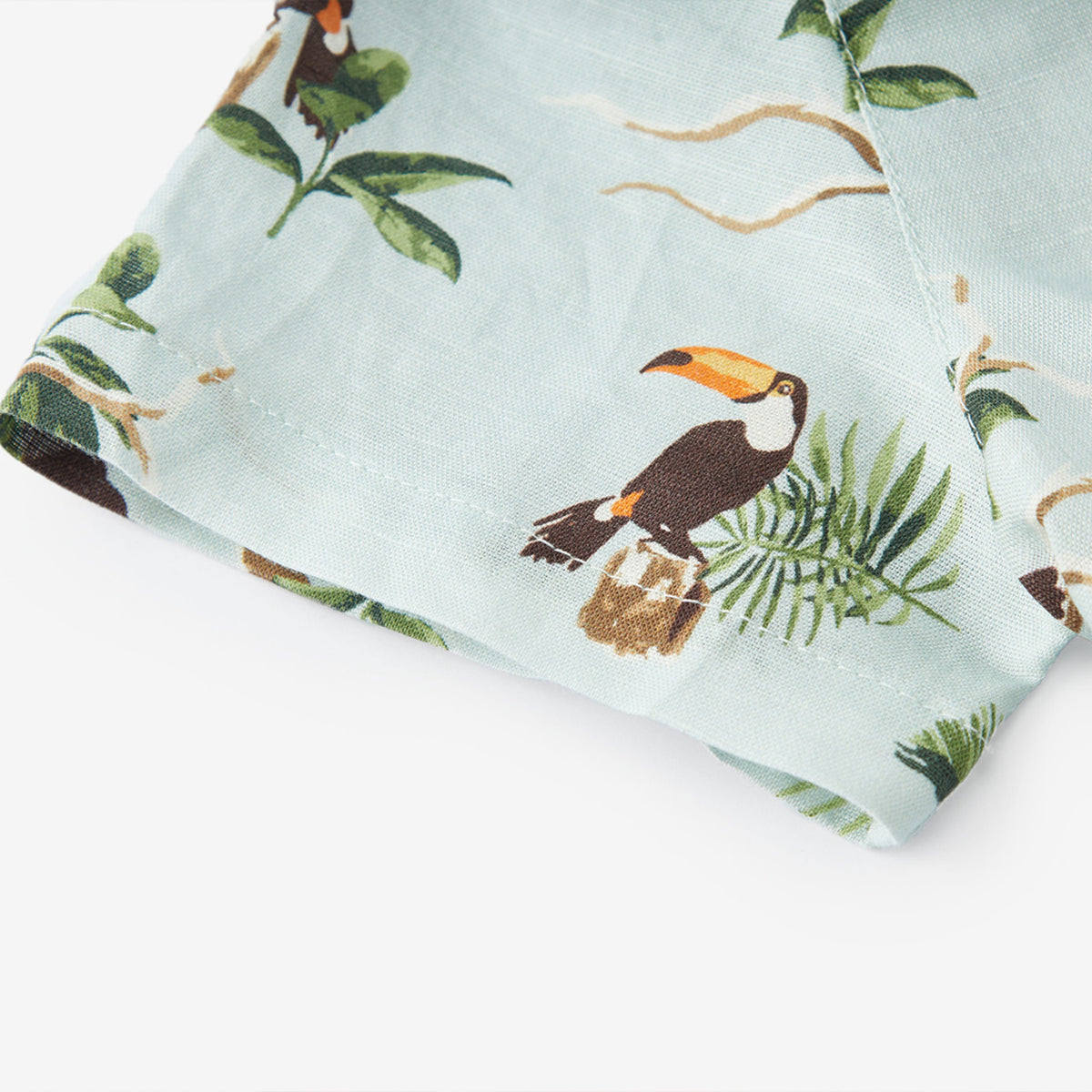 Blue Sky Toucan Linen Button-Up Shirt & Shorts Set
