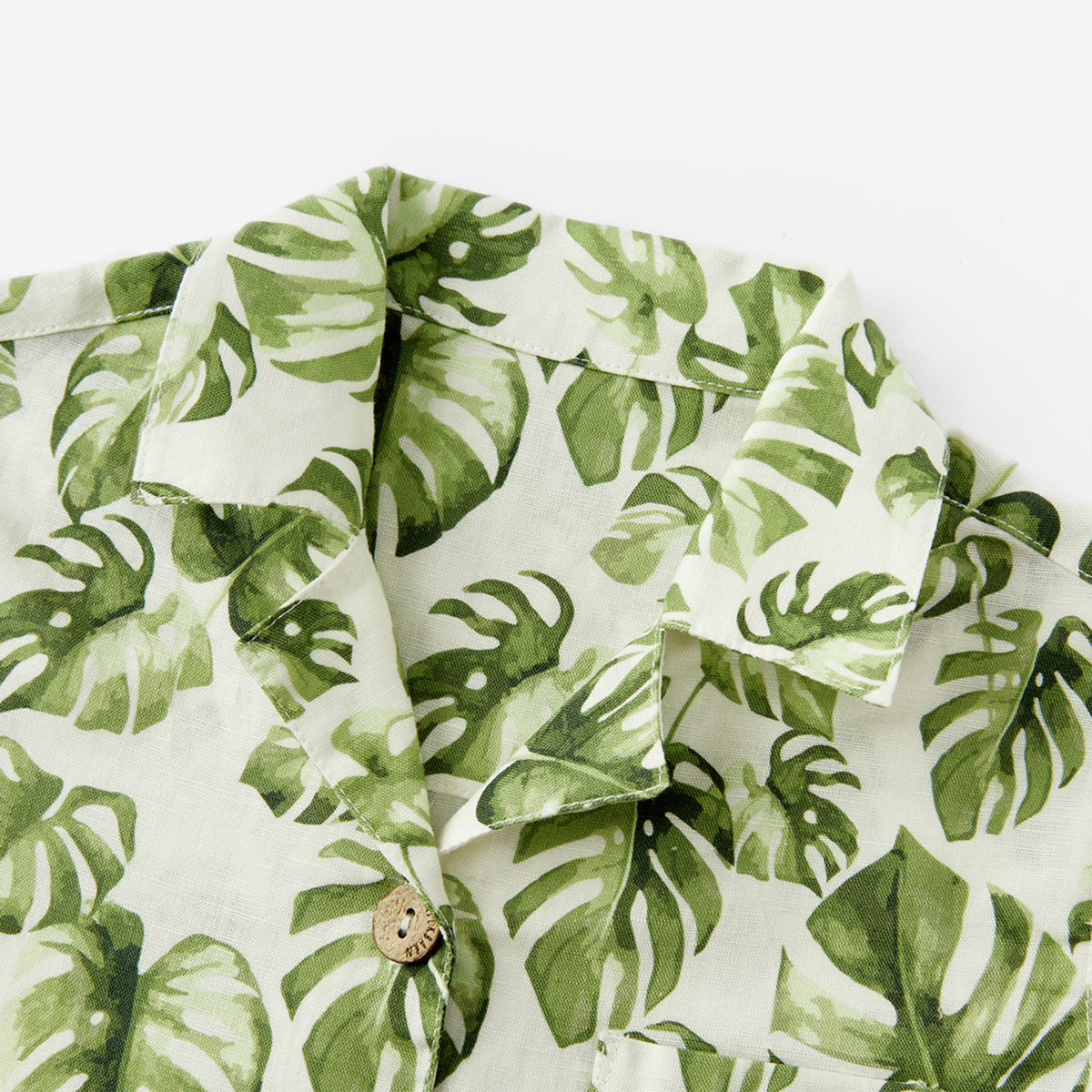 Island Leaf Linen Button-Up Shirt & Shorts Set