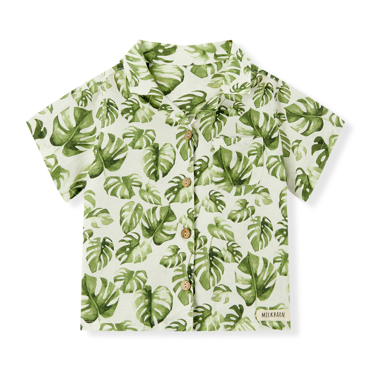 Island Leaf Linen Button-Up Shirt & Shorts Set