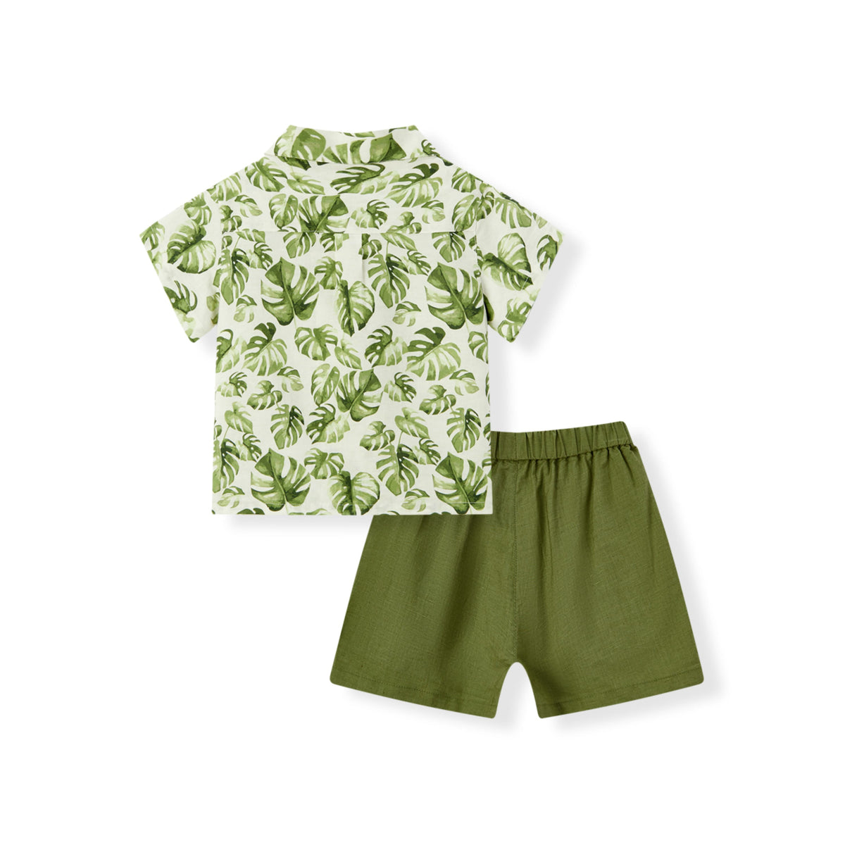 Island Leaf Linen Button-Up Shirt & Shorts Set