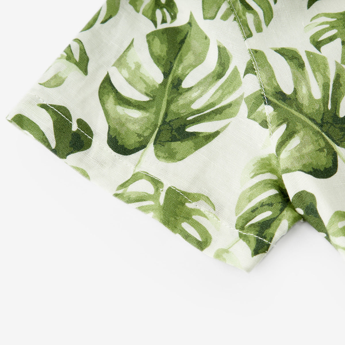 Island Leaf Linen Button-Up Shirt & Shorts Set