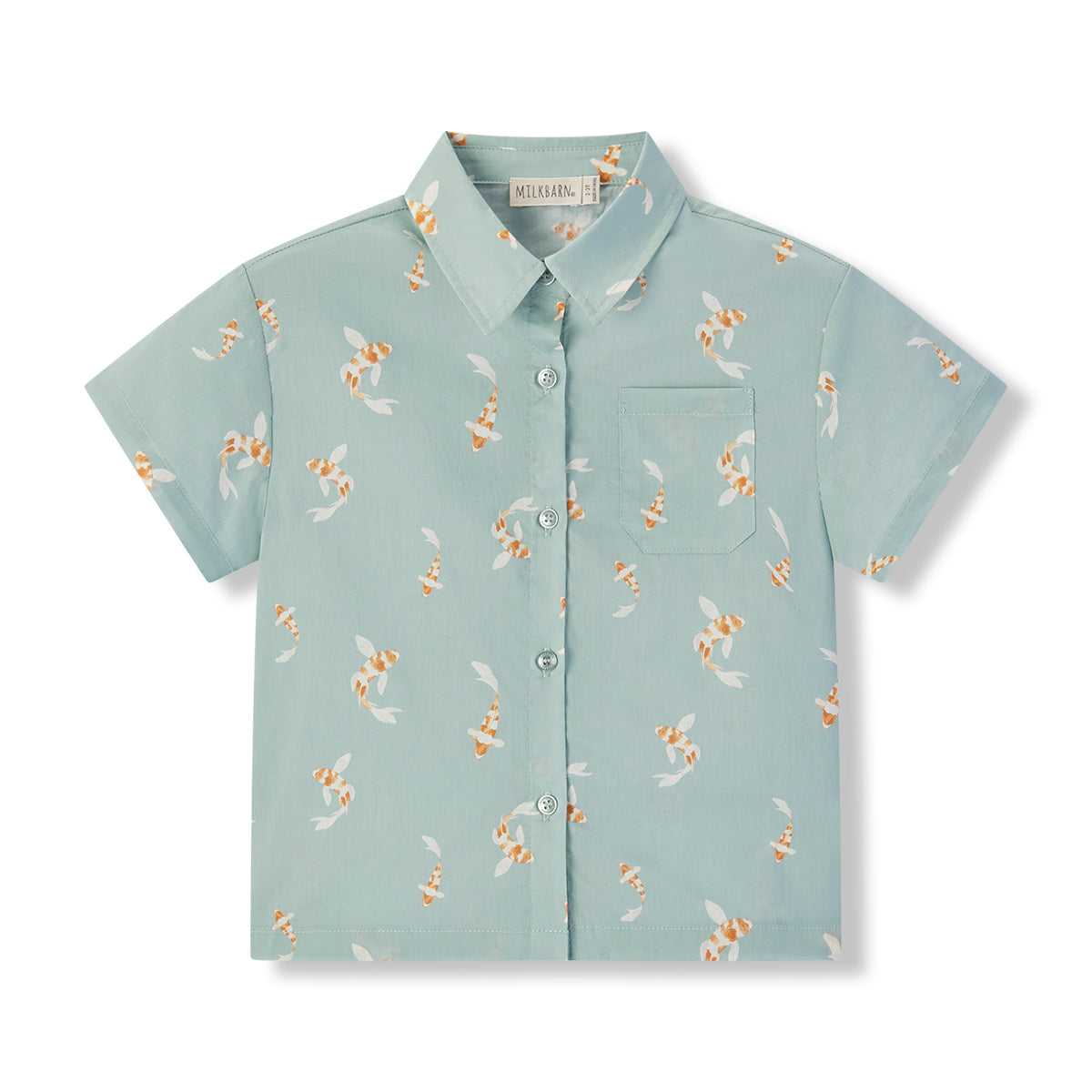 Swimming Koi Collar Button-Up Shirt & Shorts Set