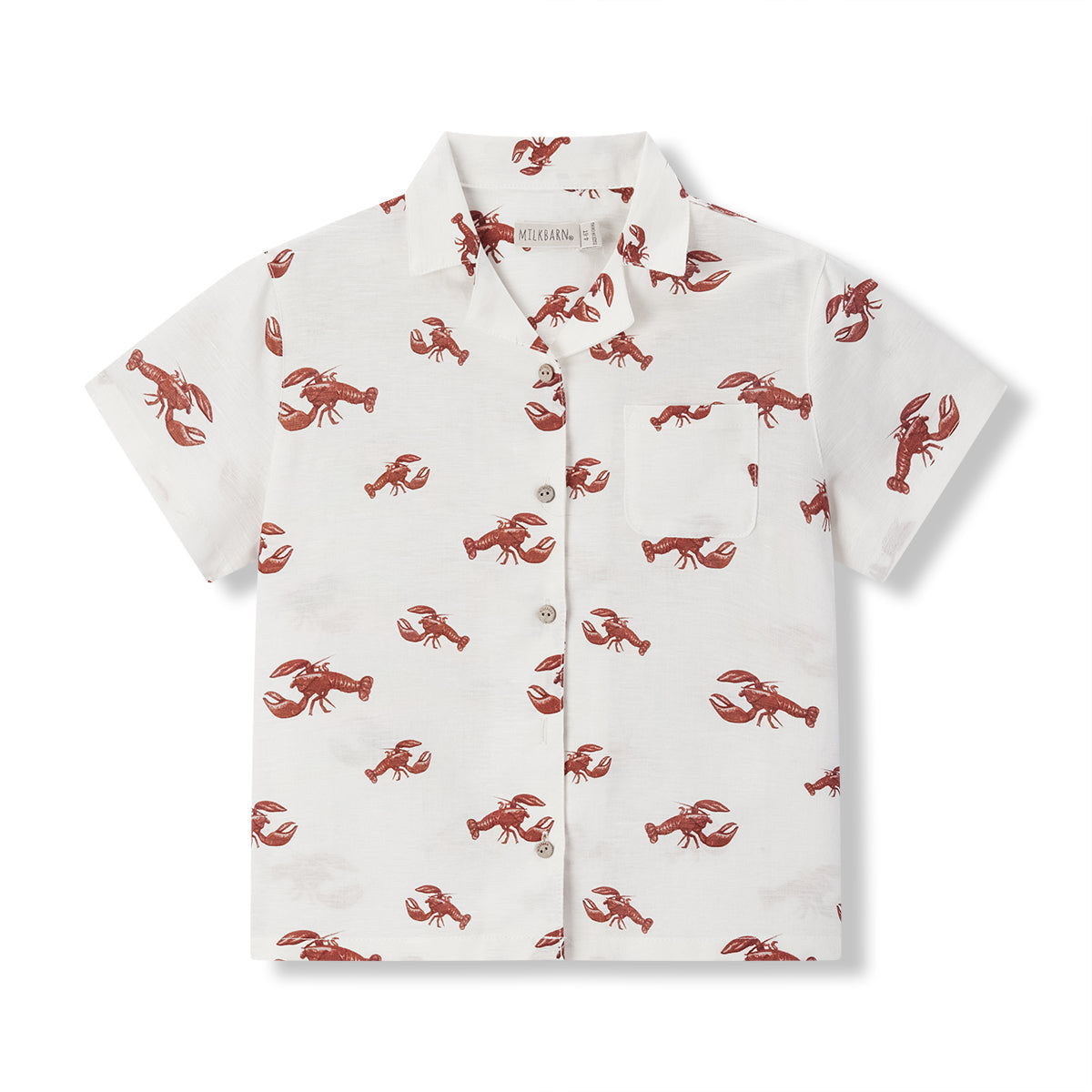 Cream Lobster Linen Button-Up Shirt & Shorts Set