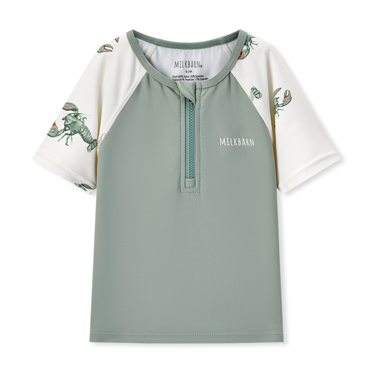 Mint Lobster Zipper Top & Swim Trunks