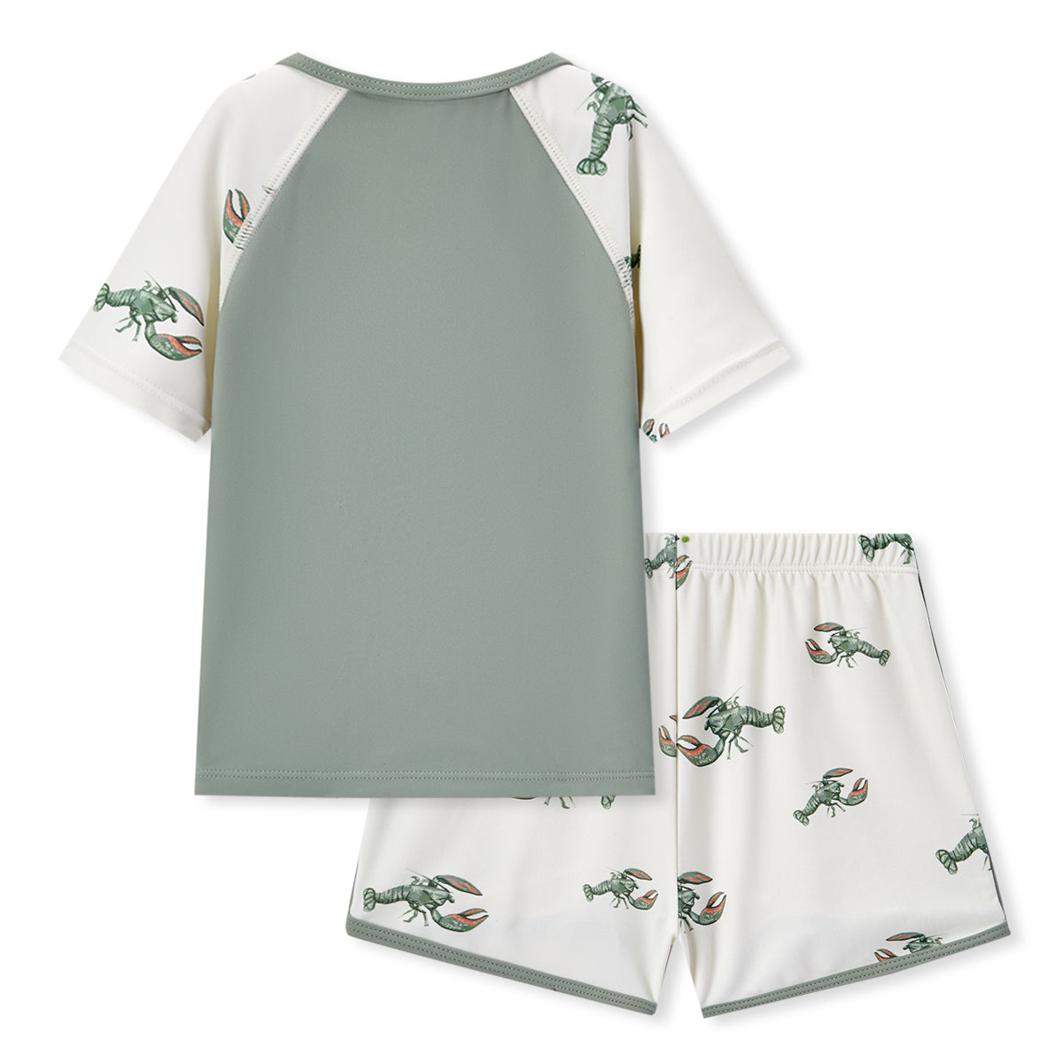 Mint Lobster Zipper Top & Swim Trunks