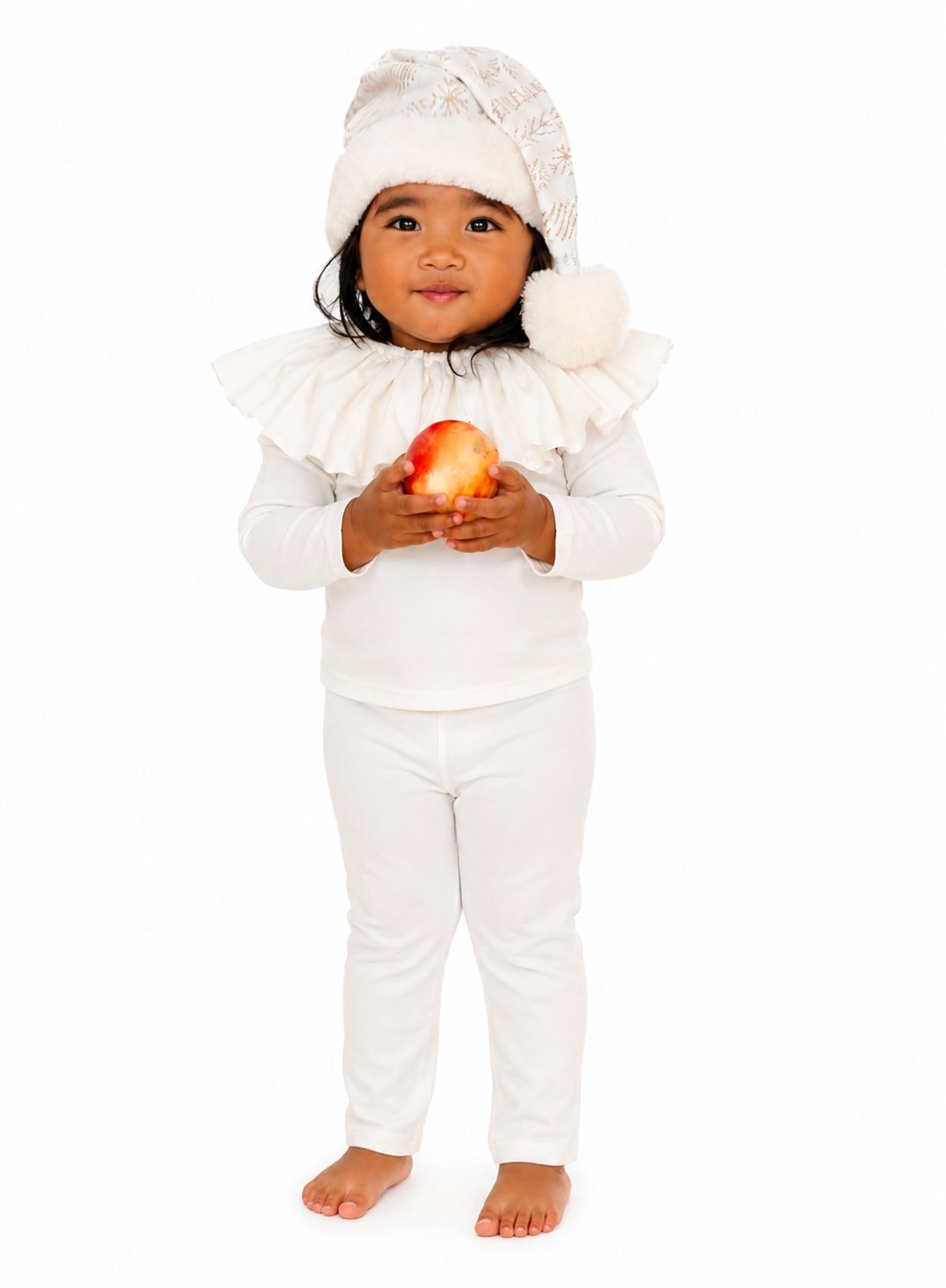 White Holiday Elf Pajama Costume-Christmas Gift for Kids - Cozy Cotton Stocking Stuffer