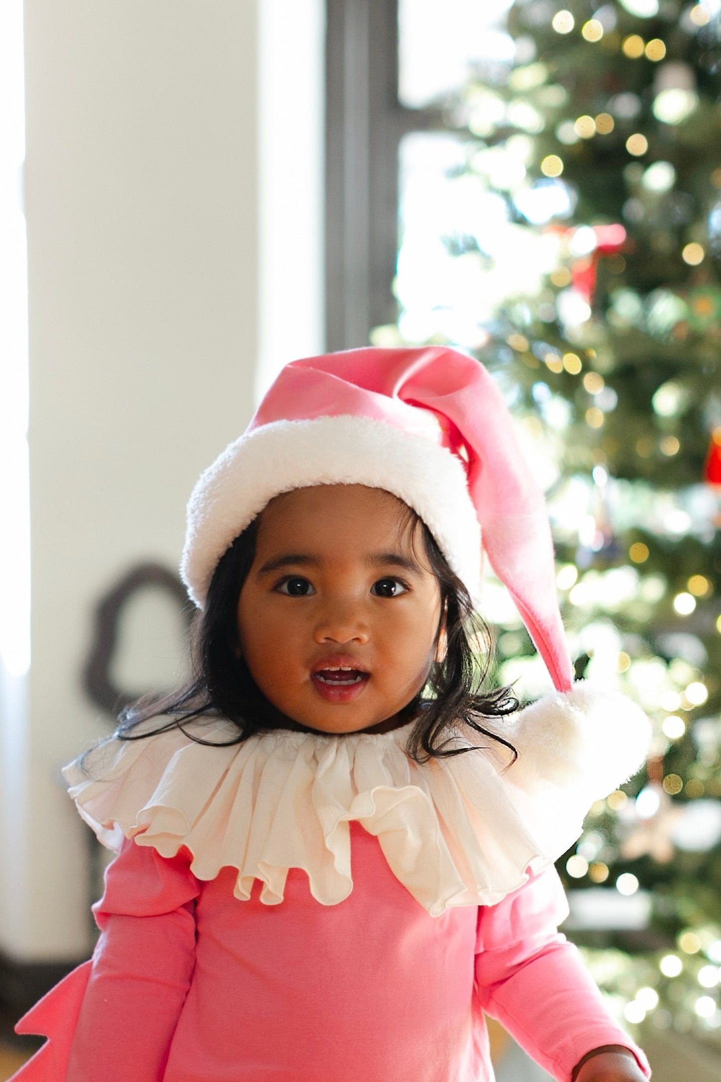 Sustainable Pink Elf Hat for Kids & Adults - Recycled Cotton Christmas Costume Accessory