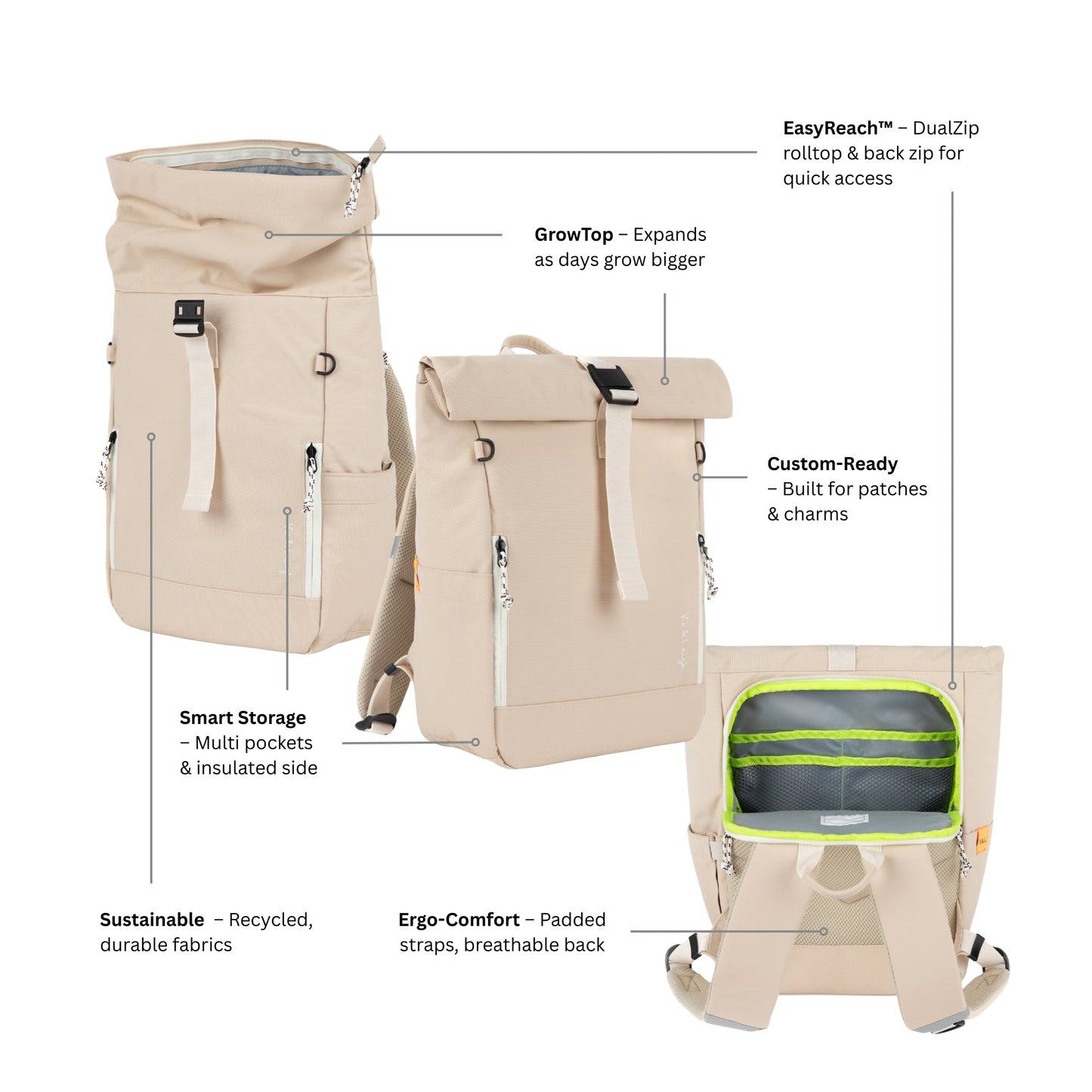 Ari EasyReach™ Rolltop Backpack Rosewood