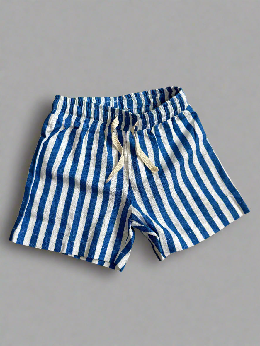 Linen Striped Shorts | Blue Stripes