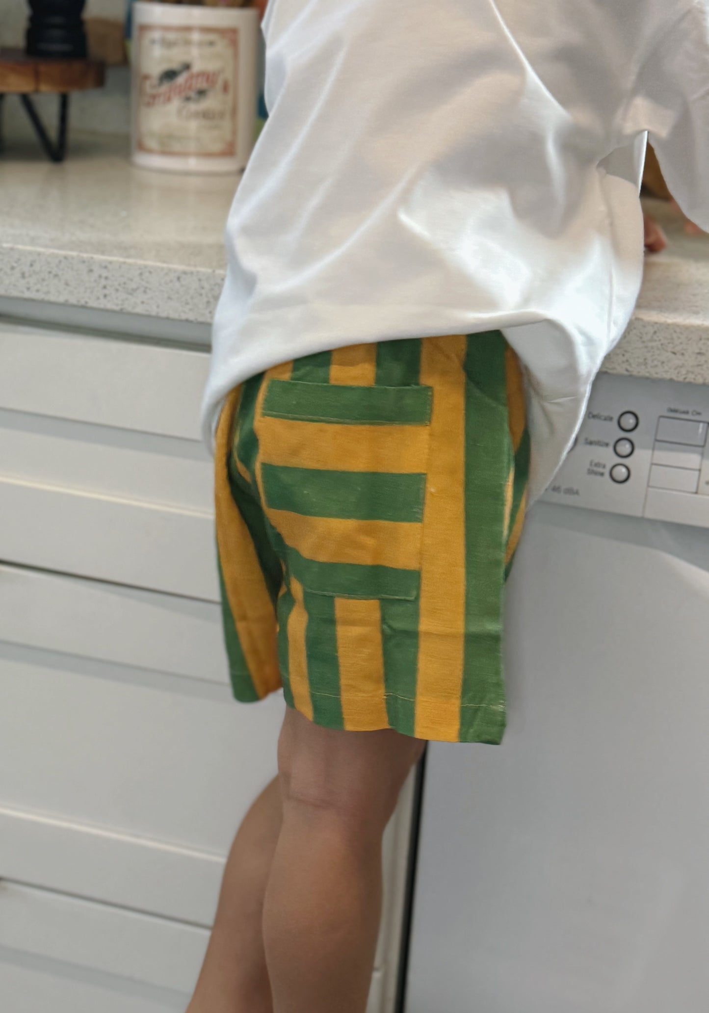Linen Striped Shorts | Jungle Stripe