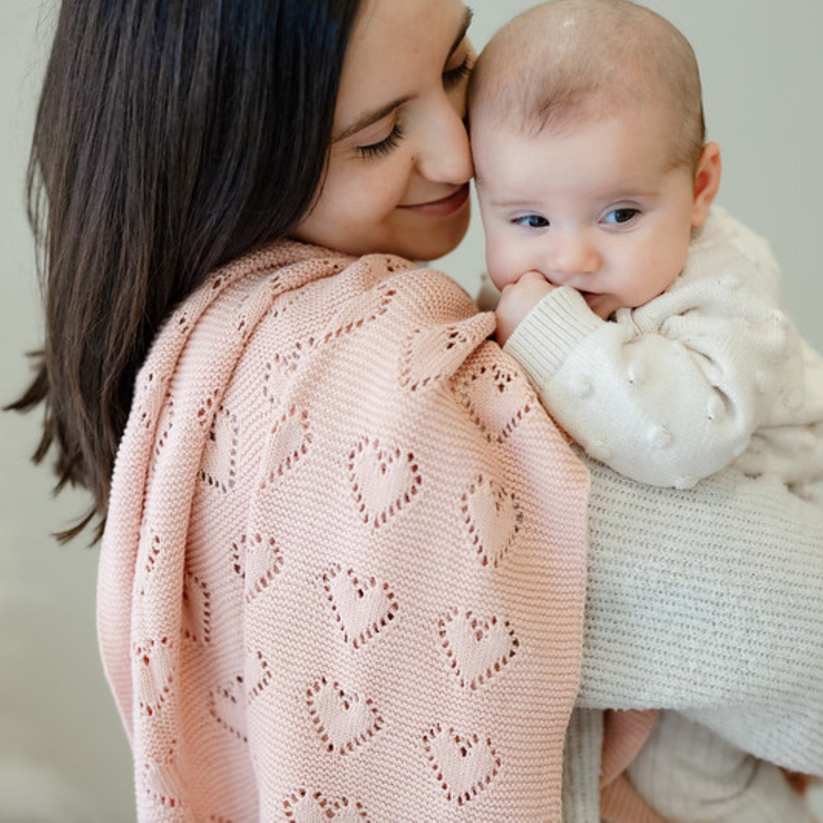 Heirloom Knit Heart Receiving Blanket for Boys and Girls - 100% Luxury Cotton Baby Blanket - Soft Warm Swaddle Receiving Blanket for Newborns Infants & Toddlers