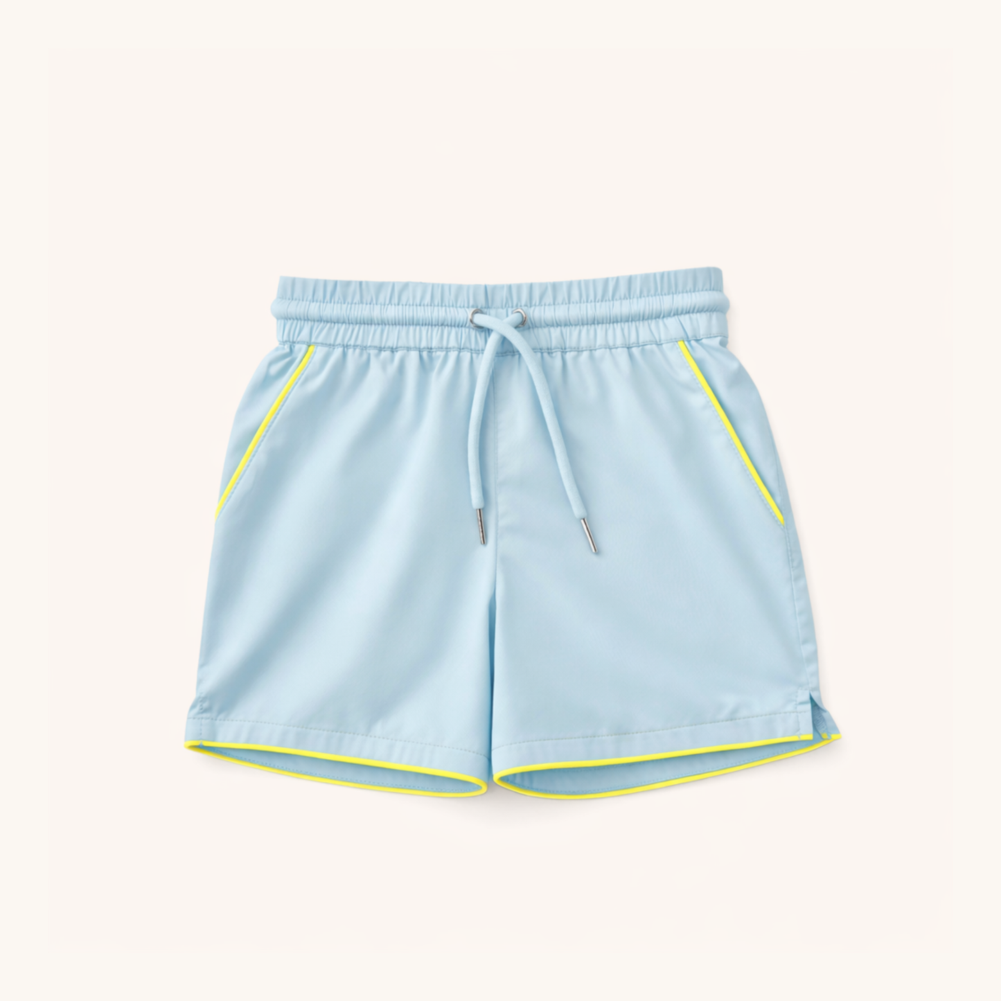 Boys' Drawstring Shorts in Light Blue w/Sulphur Trim