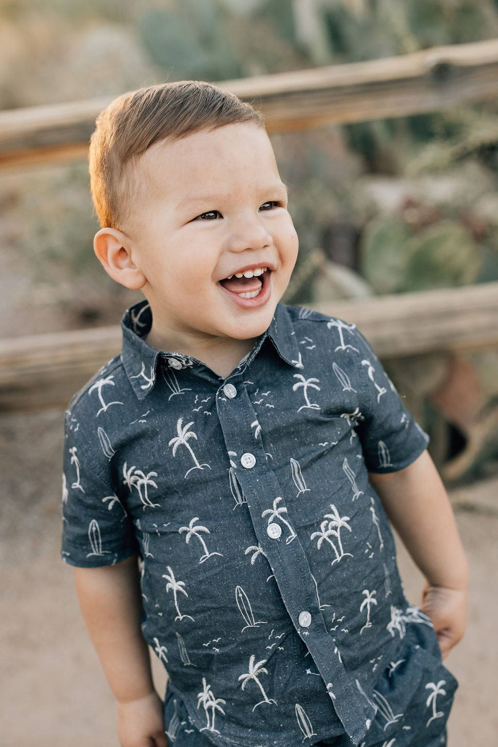 Navy Surfer Linen Button Up Shirt