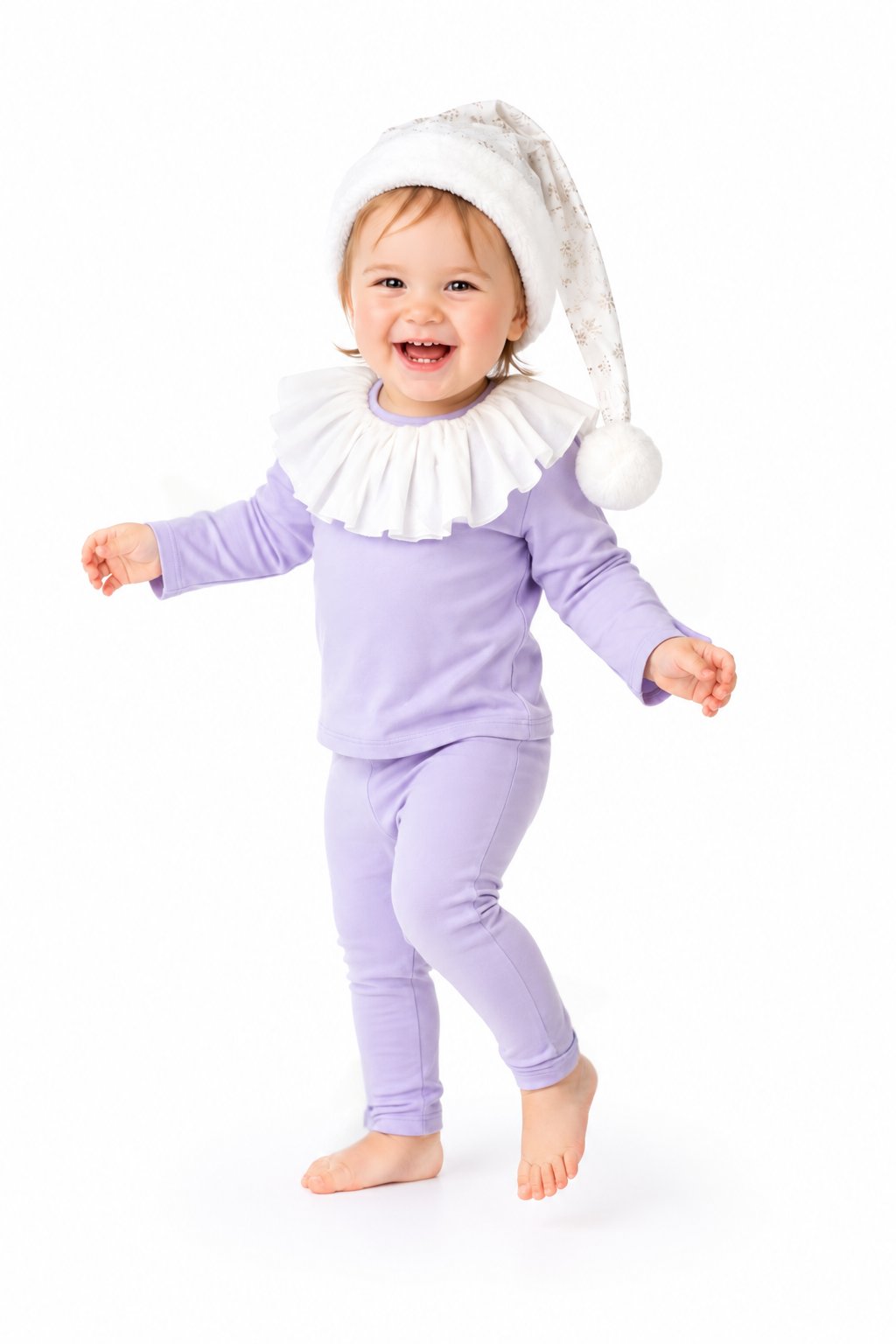 Pastel Purple Elf Pajama Costume for Kids – Holiday Christmas Sleepwear Outfit