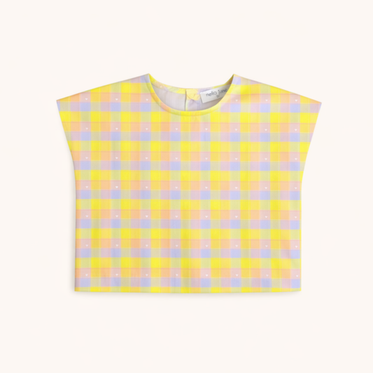 Cap Sleeve Blouse in Pastel Plaid