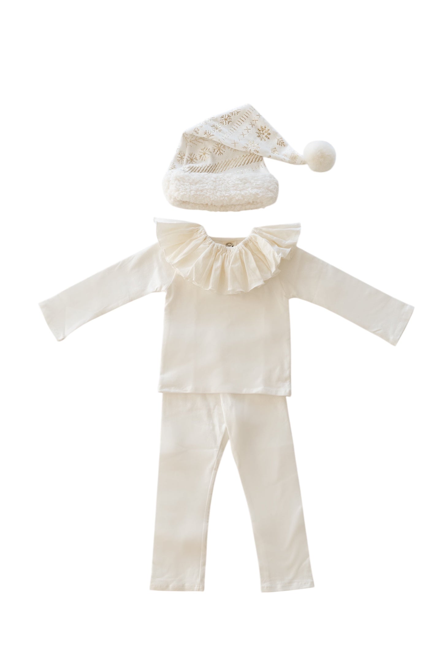 White Holiday Elf Pajama Costume-Christmas Gift for Kids - Cozy Cotton Stocking Stuffer