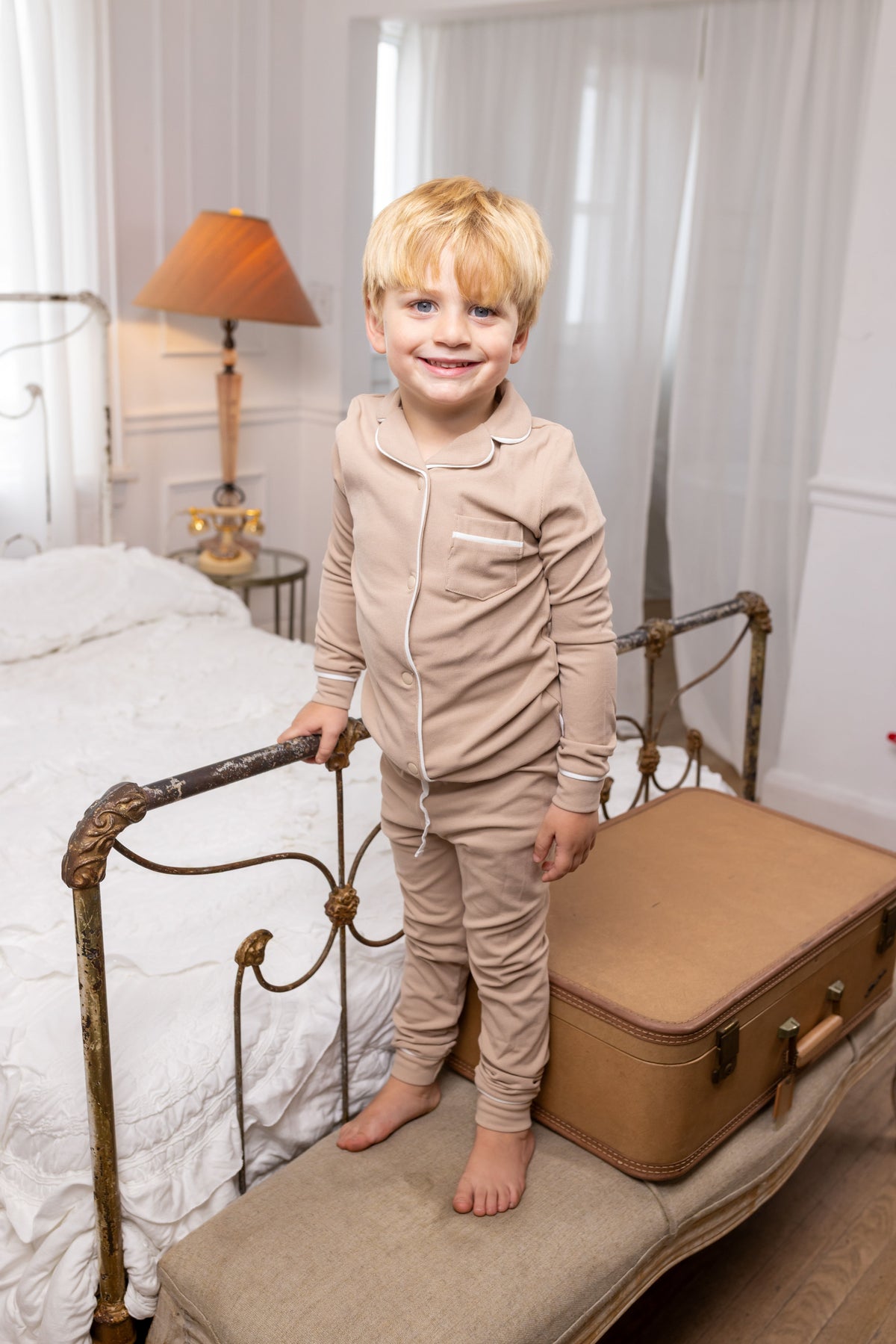 Ribbed Grandpa PJ- Cocoa