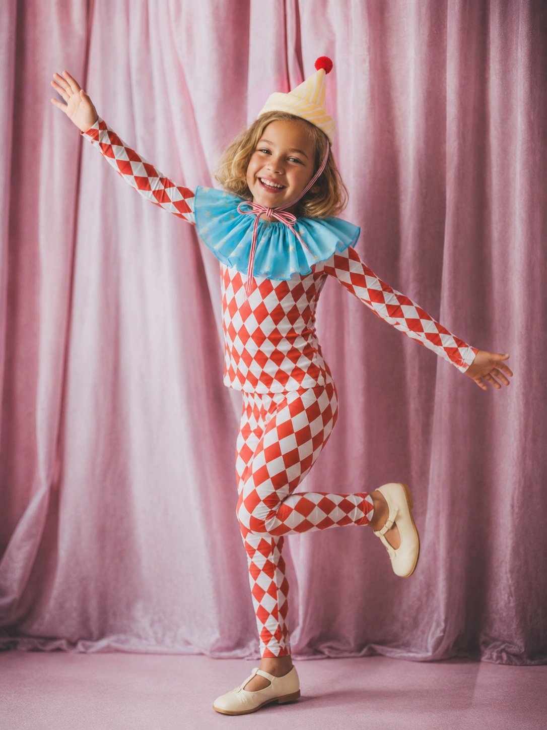 Vintage Harlequin Clown Costume for Kids | Circus Halloween Costume