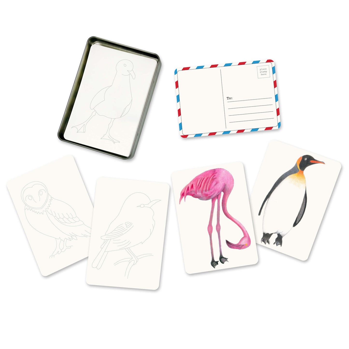 Coloring Postcards w/ 6 Designs (30 cards)