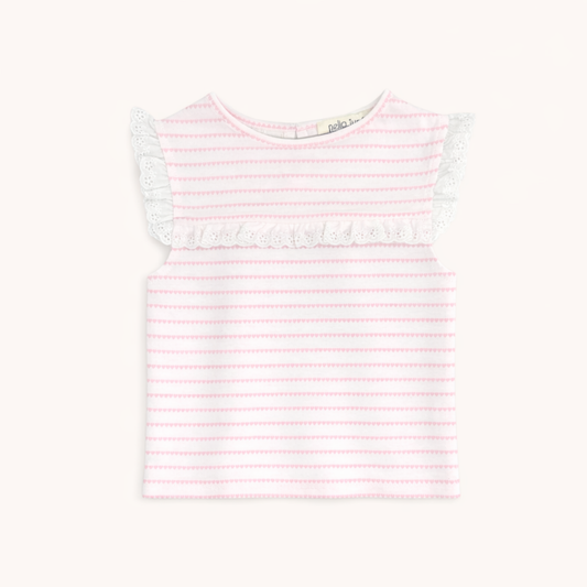 Eyelet Lace Tank in Pink Heart Stripe
