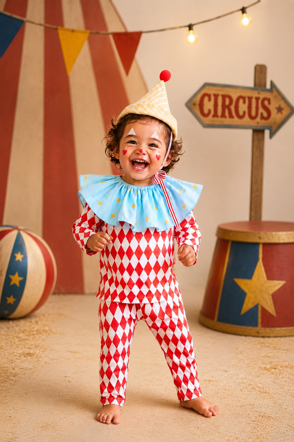 Vintage Harlequin Clown Costume for Kids | Circus Halloween Costume
