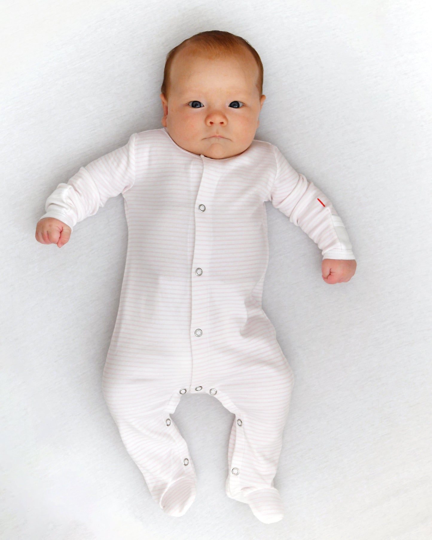 The Organic Snap Footie [Pink Stripe]
