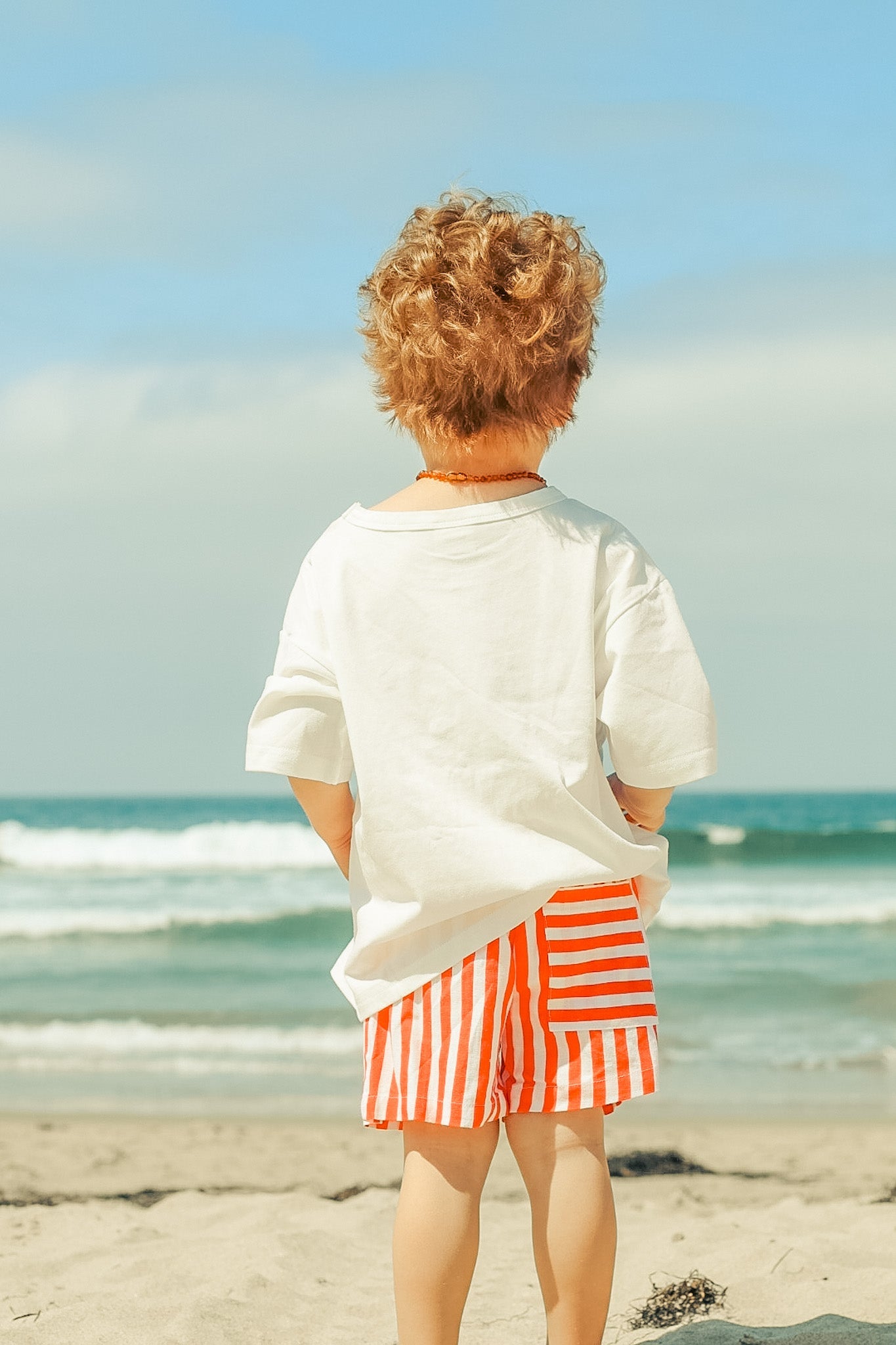 Linen Striped Shorts | Cherry Red Stripes