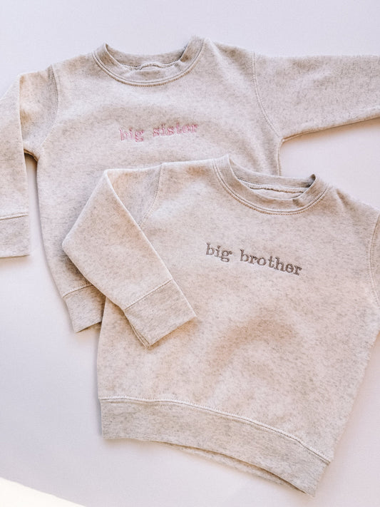 neutral embroidered sibling crewneck